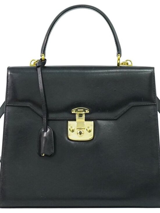 Gucci Handbags - ★SOLD★ Gucci Lock 2-Way Shoulder Bag Leather Black Outside